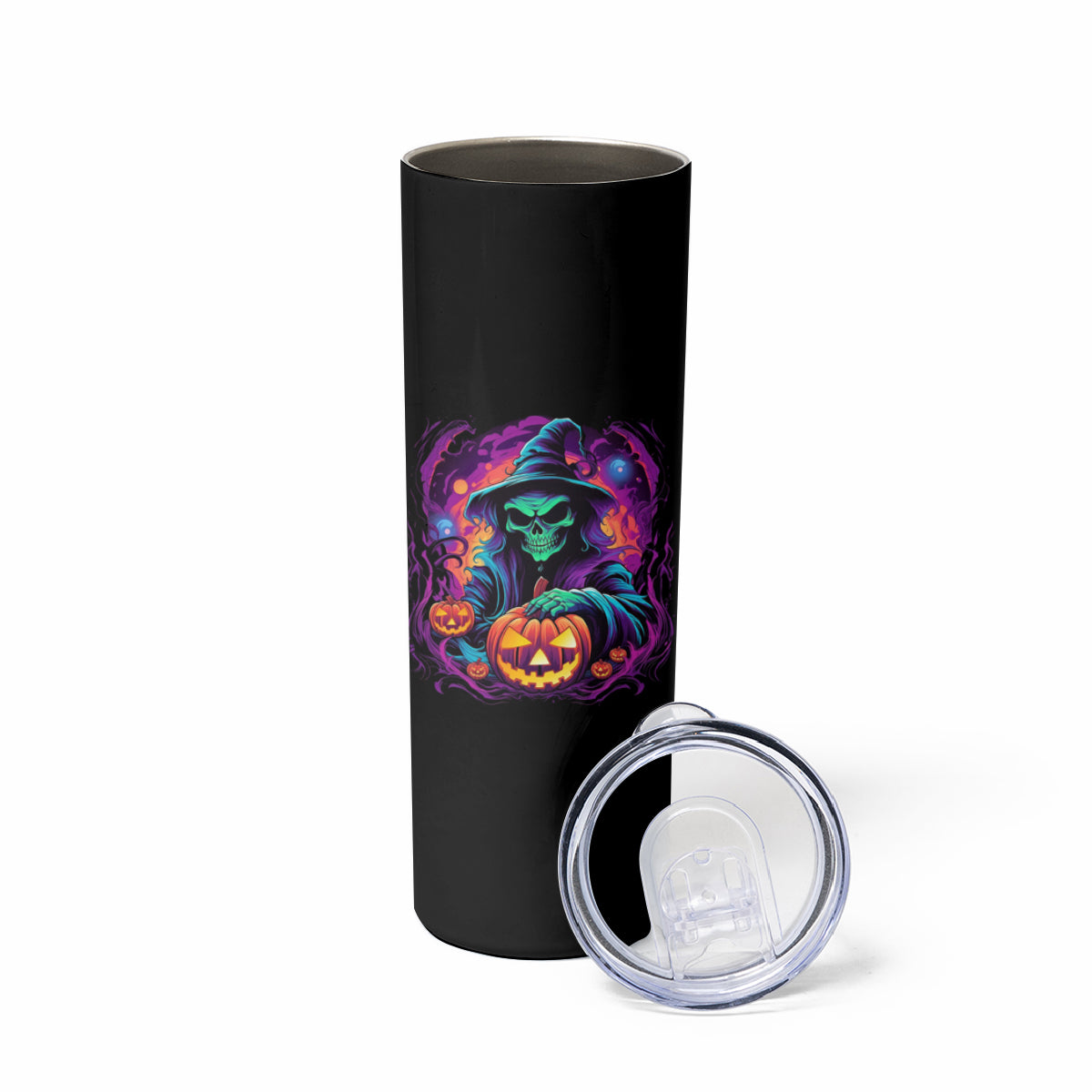 In My Defense I Was Left Unsupervised Halloween Skinny Tumbler - Wonder Print Shop