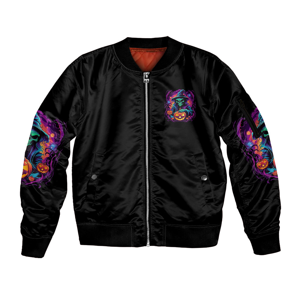 In My Defense I Was Left Unsupervised Halloween Sleeve Zip Bomber Jacket - Wonder Print Shop