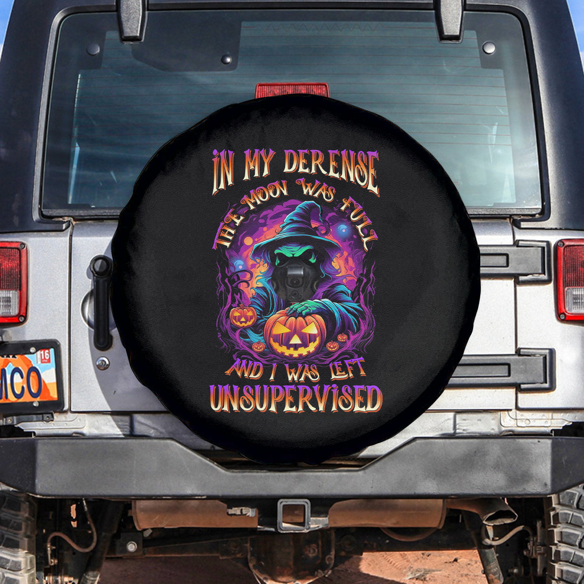 In My Defense I Was Left Unsupervised Halloween Spare Tire Cover - Wonder Print Shop