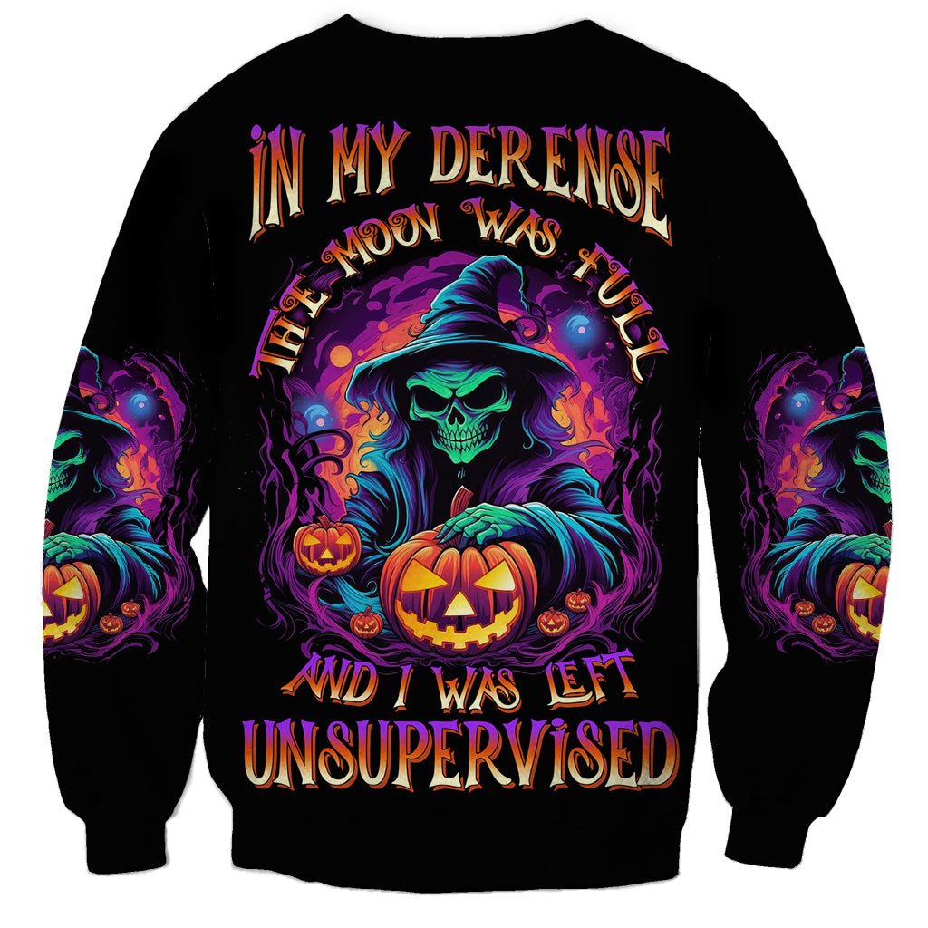 In My Defense I Was Left Unsupervised Halloween Sweatshirt - Wonder Print Shop