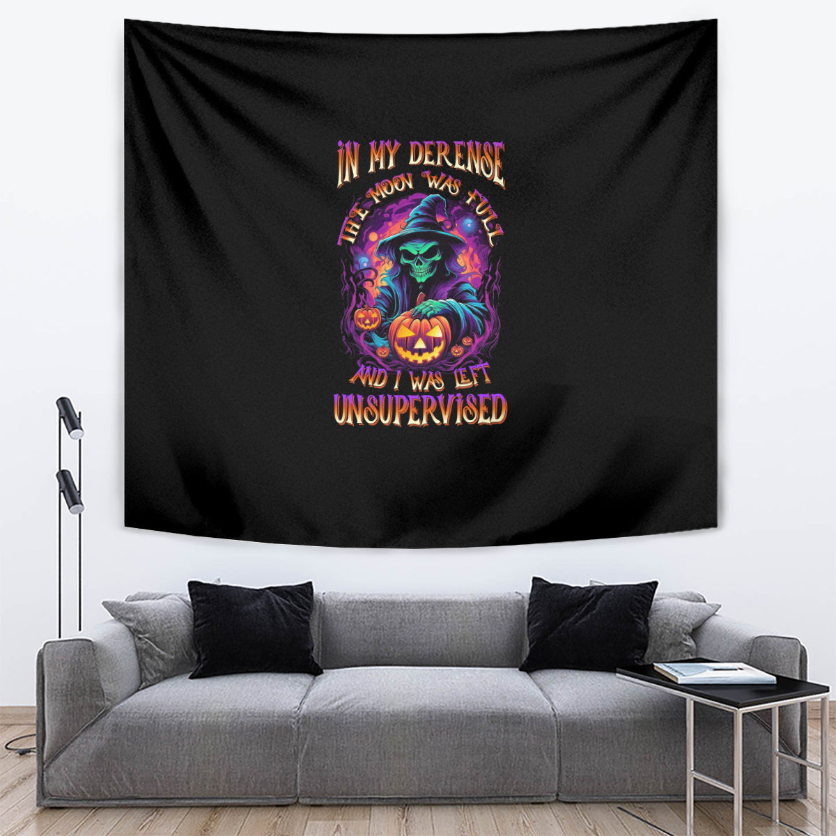 In My Defense I Was Left Unsupervised Halloween Tapestry - Wonder Print Shop