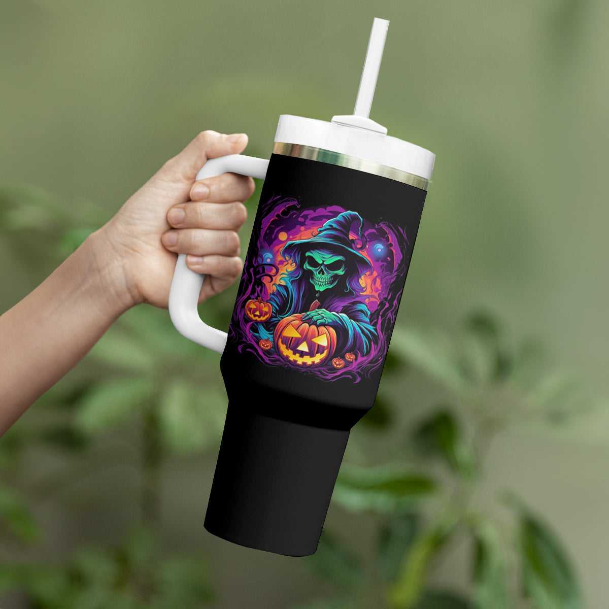 In My Defense I Was Left Unsupervised Halloween Tumbler With Handle - Wonder Print Shop