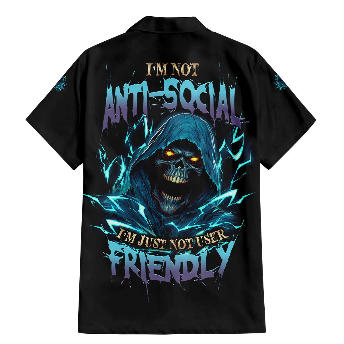 I'm Not Anti-social Mad Reaper Skull Family Matching Mermaid Dress and Hawaiian Shirt - Wonder Print Shop
