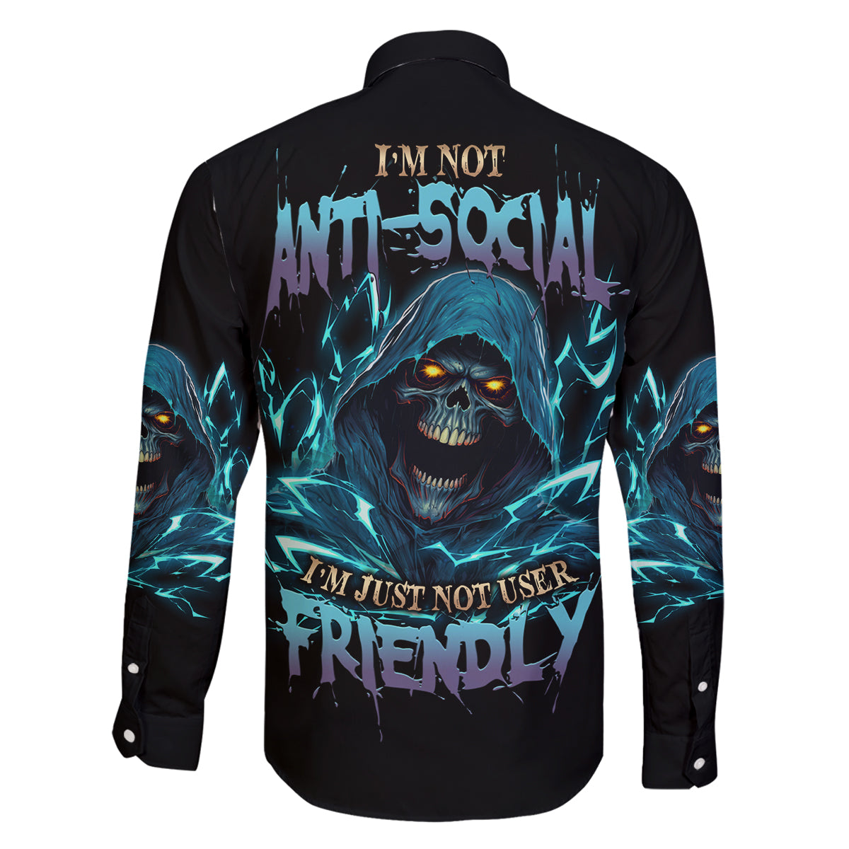 I'm Not Anti-social Mad Reaper Skull Family Matching Mermaid Dress and Hawaiian Shirt - Wonder Print Shop