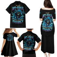 I'm Not Anti-social Mad Reaper Skull Family Matching Puletasi Dress and Hawaiian Shirt - Wonder Print Shop