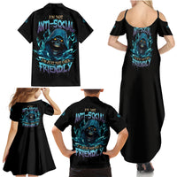 I'm Not Anti-social Mad Reaper Skull Family Matching Summer Maxi Dress and Hawaiian Shirt - Wonder Print Shop