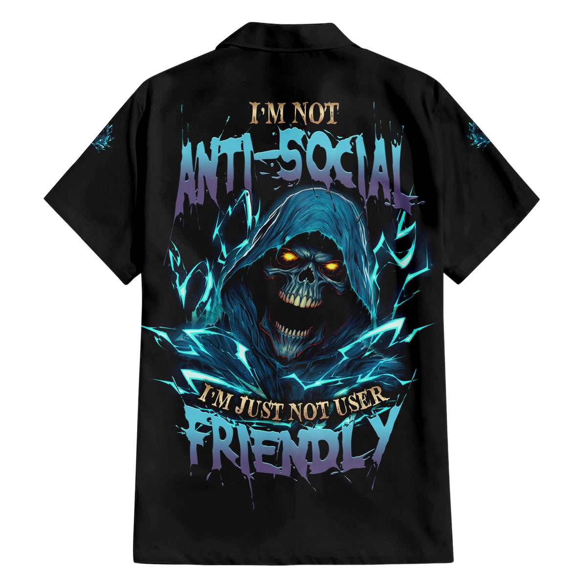 I'm Not Anti-social Mad Reaper Skull Hawaiian Shirt - Wonder Print Shop