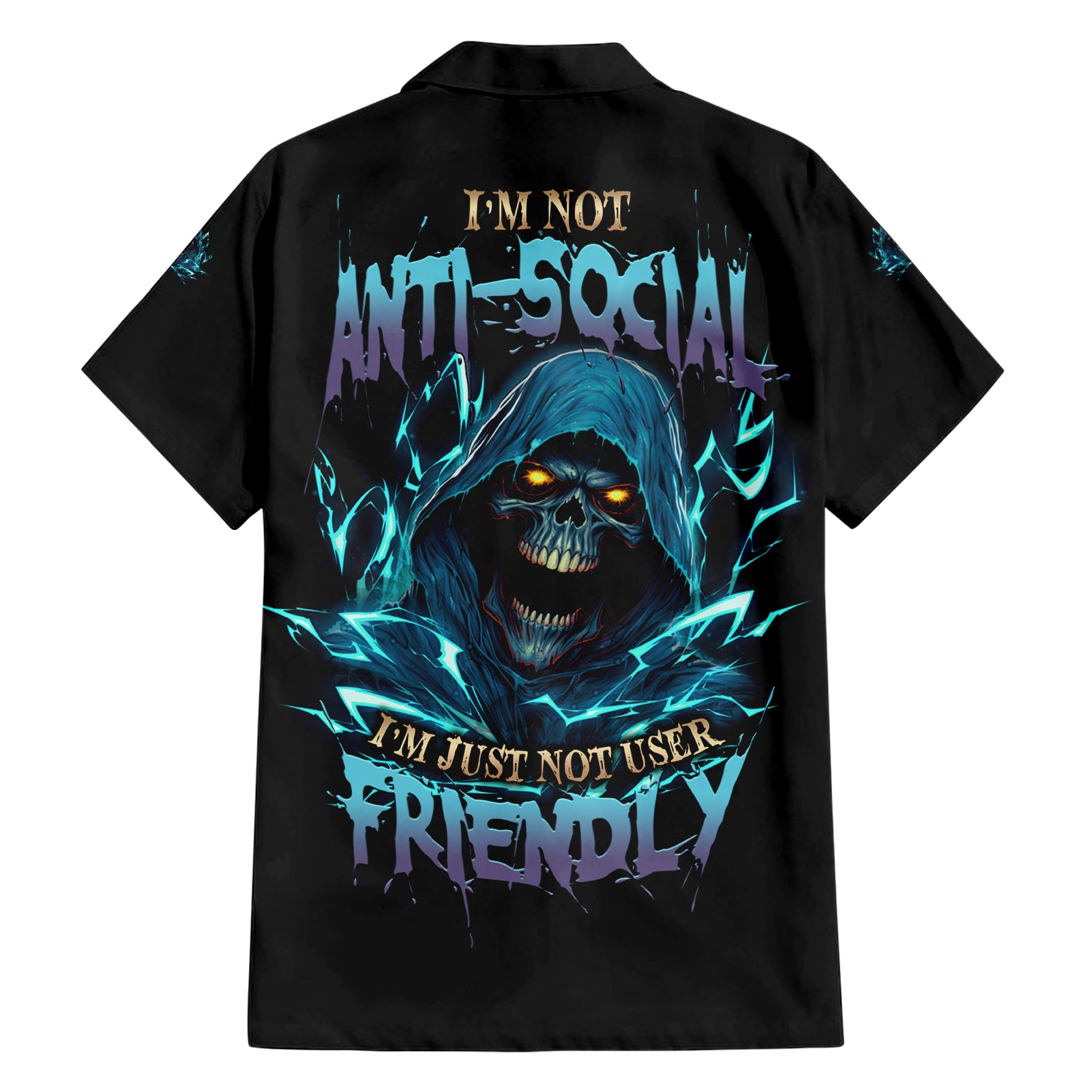 I'm Not Anti-social Mad Reaper Skull Hawaiian Shirt - Wonder Print Shop