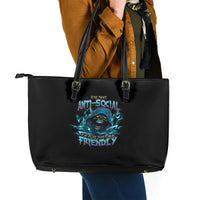 I'm Not Anti-social Mad Reaper Skull Leather Tote Bag - Wonder Print Shop