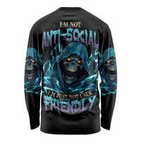 I'm Not Anti-social Mad Reaper Skull Long Sleeve Shirt - Wonder Print Shop