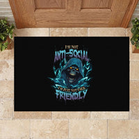 I'm Not Anti-social Mad Reaper Skull Rubber Doormat - Wonder Print Shop