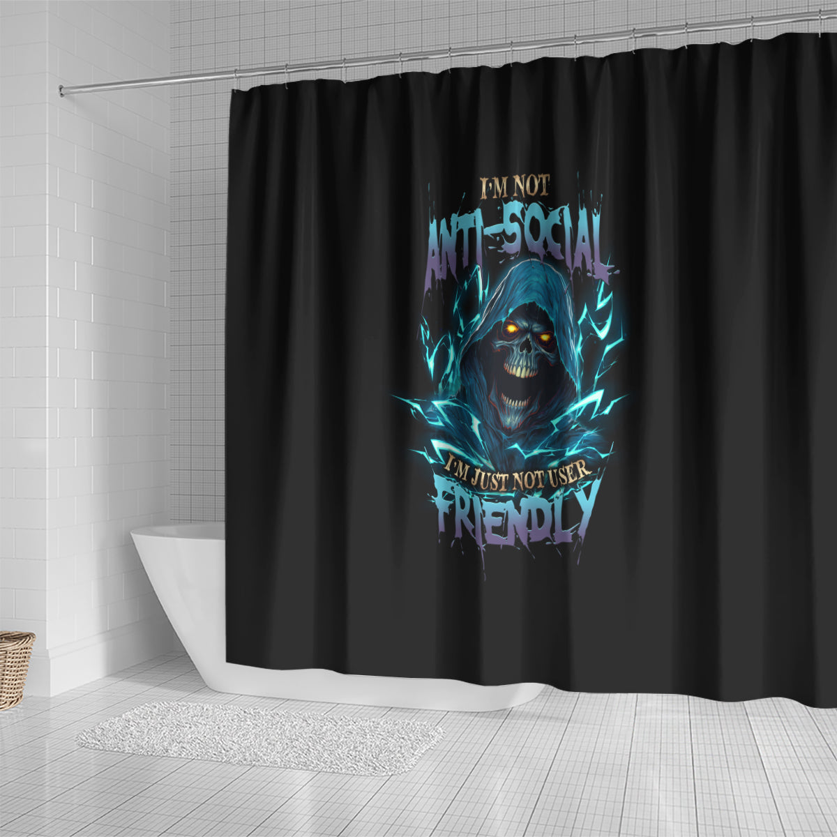 im-not-anti-social-mad-reaper-skull-shower-curtain