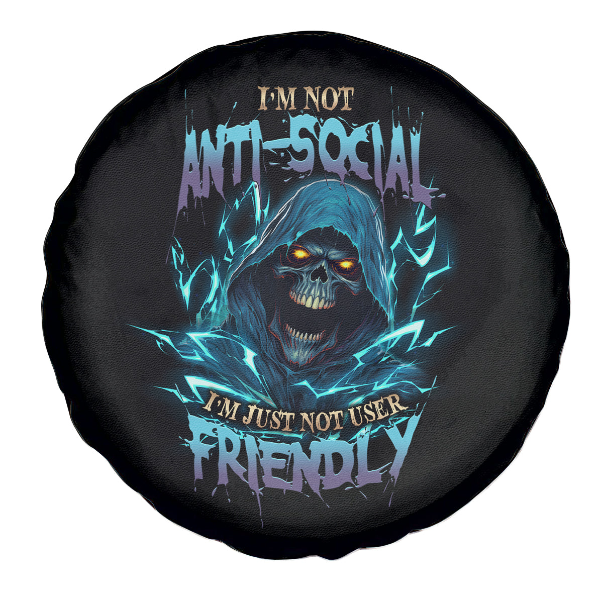 I'm Not Anti-social Mad Reaper Skull Spare Tire Cover - Wonder Print Shop