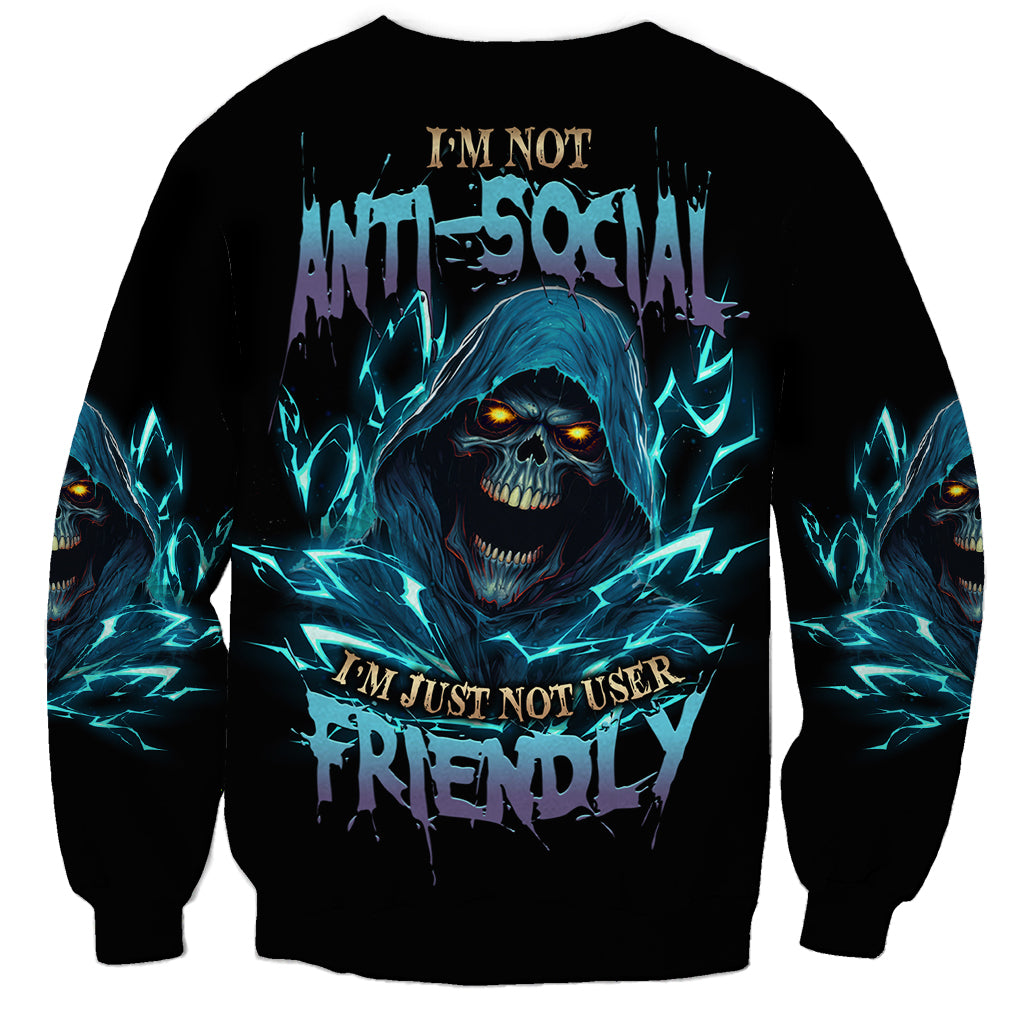 I'm Not Anti-social Mad Reaper Skull Sweatshirt - Wonder Print Shop