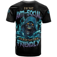 I'm Not Anti-social Mad Reaper Skull T Shirt - Wonder Print Shop