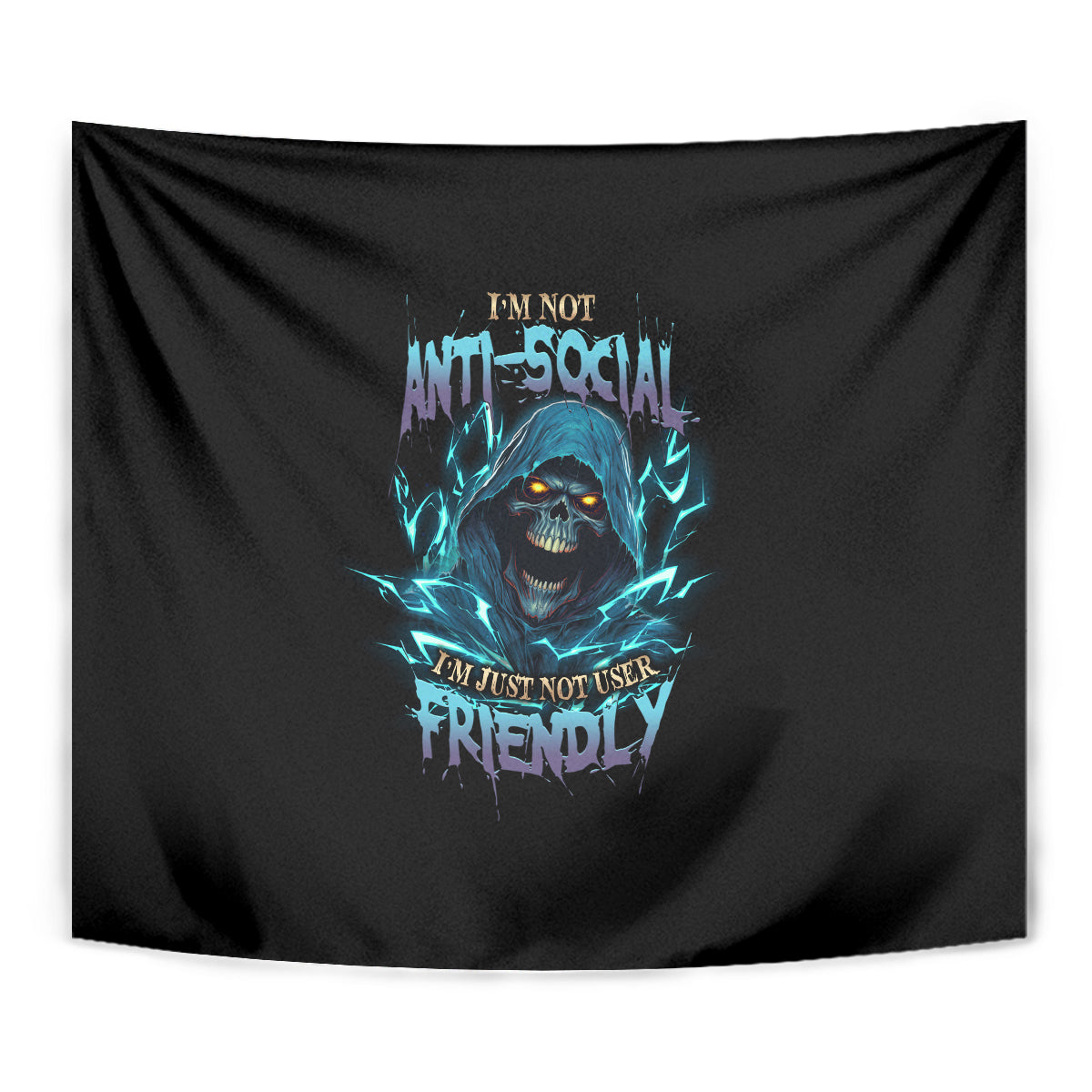 I'm Not Anti-social Mad Reaper Skull Tapestry - Wonder Print Shop