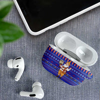 Cambodia Christmas AirPods Case with Santa in Traditional Outfit Elephant Dancers and Snowflake Pattern - Wonder Print Shop