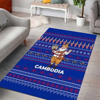 Cambodia Christmas Area Rug with Santa in Traditional Outfit Elephant Dancers and Snowflake Pattern - Wonder Print Shop