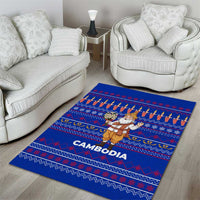 Cambodia Christmas Area Rug with Santa in Traditional Outfit Elephant Dancers and Snowflake Pattern - Wonder Print Shop