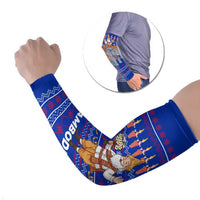 Cambodia Christmas Arm Sleeves with Santa in Traditional Outfit Elephant Dancers and Snowflake Pattern - Wonder Print Shop