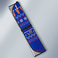 Cambodia Christmas Auto Sun Shade with Santa in Traditional Outfit Elephant Dancers and Snowflake Pattern - Wonder Print Shop