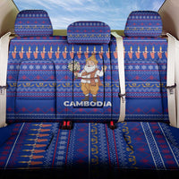 Cambodia Christmas Back Car Seat Cover with Santa in Traditional Outfit Elephant Dancers and Snowflake Pattern - Wonder Print Shop