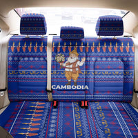 Cambodia Christmas Back Car Seat Cover with Santa in Traditional Outfit Elephant Dancers and Snowflake Pattern - Wonder Print Shop