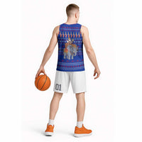 Cambodia Christmas Basketball Jersey with Santa in Traditional Outfit Elephant Dancers and Snowflake Pattern - Wonder Print Shop