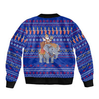 Cambodia Christmas Bomber Jacket with Santa in Traditional Outfit Elephant Dancers and Snowflake Pattern - Wonder Print Shop