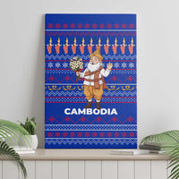 Cambodia Christmas Canvas Wall Art with Santa in Traditional Outfit Elephant Dancers and Snowflake Pattern - Wonder Print Shop