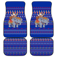 Cambodia Christmas Car Mats with Santa in Traditional Outfit Elephant Dancers and Snowflake Pattern - Wonder Print Shop