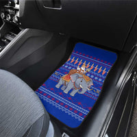 Cambodia Christmas Car Mats with Santa in Traditional Outfit Elephant Dancers and Snowflake Pattern - Wonder Print Shop