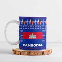 Cambodia Christmas Ceramic Mug with Santa in Traditional Outfit Elephant Dancers and Snowflake Pattern - Wonder Print Shop