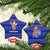 Cambodia Christmas Ceramic Ornament with Santa in Traditional Outfit Elephant Dancers and Snowflake Pattern - Wonder Print Shop