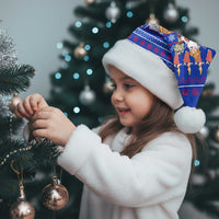 Cambodia Christmas Santa Hat with Santa in Traditional Outfit Elephant Dancers and Snowflake Pattern - Wonder Print Shop