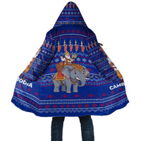 Cambodia Christmas Cloak with Santa in Traditional Outfit Elephant Dancers and Snowflake Pattern - Wonder Print Shop