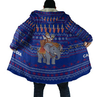 Cambodia Christmas Cloak with Santa in Traditional Outfit Elephant Dancers and Snowflake Pattern - Wonder Print Shop