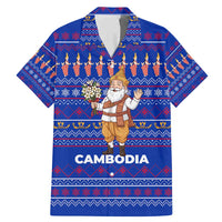 Cambodia Christmas Family Matching Mermaid Dress and Hawaiian Shirt with Santa in Traditional Outfit Elephant Dancers and Snowflake Pattern - Wonder Print Shop