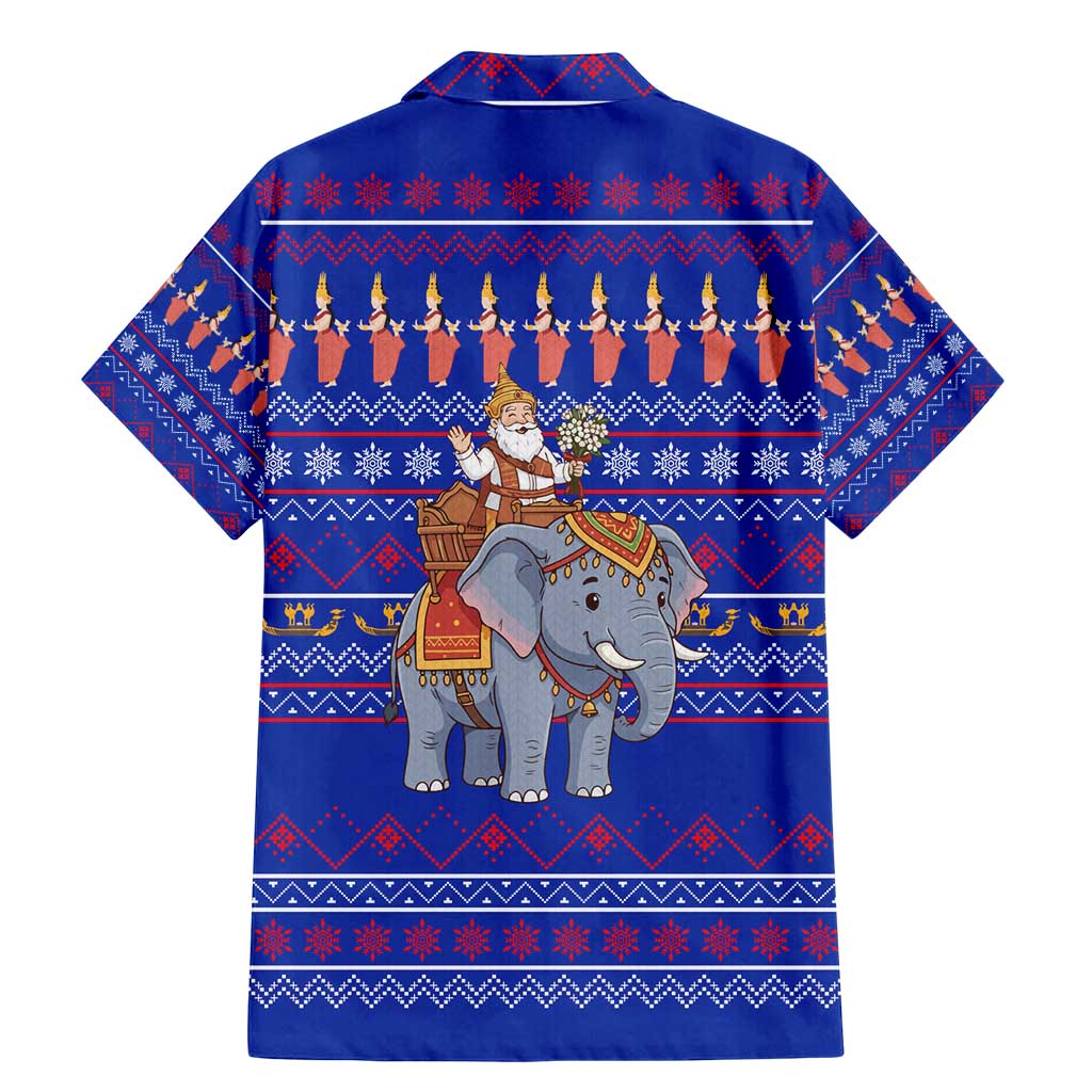 Cambodia Christmas Family Matching Mermaid Dress and Hawaiian Shirt with Santa in Traditional Outfit Elephant Dancers and Snowflake Pattern - Wonder Print Shop
