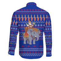 Cambodia Christmas Family Matching Off The Shoulder Long Sleeve Dress and Hawaiian Shirt with Santa in Traditional Outfit Elephant Dancers and Snowflake Pattern - Wonder Print Shop