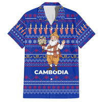 Cambodia Christmas Family Matching Off Shoulder Maxi Dress and Hawaiian Shirt with Santa in Traditional Outfit Elephant Dancers and Snowflake Pattern - Wonder Print Shop