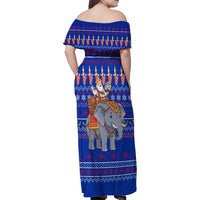 Cambodia Christmas Family Matching Off Shoulder Maxi Dress and Hawaiian Shirt with Santa in Traditional Outfit Elephant Dancers and Snowflake Pattern - Wonder Print Shop