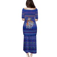 Cambodia Christmas Family Matching Puletasi and Hawaiian Shirt with Santa in Traditional Outfit Elephant Dancers and Snowflake Pattern - Wonder Print Shop