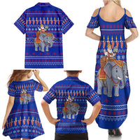 Cambodia Christmas Family Matching Summer Maxi Dress and Hawaiian Shirt with Santa in Traditional Outfit Elephant Dancers and Snowflake Pattern - Wonder Print Shop