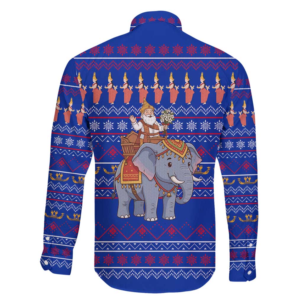 Cambodia Christmas Family Matching Summer Maxi Dress and Hawaiian Shirt with Santa in Traditional Outfit Elephant Dancers and Snowflake Pattern - Wonder Print Shop