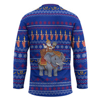 Cambodia Christmas Hockey Jersey with Santa in Traditional Outfit Elephant Dancers and Snowflake Pattern - Wonder Print Shop