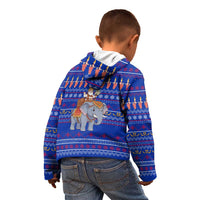Cambodia Christmas Kid Hoodie with Santa in Traditional Outfit Elephant Dancers and Snowflake Pattern - Wonder Print Shop
