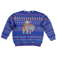 Cambodia Christmas Kid Ugly Christmas Sweater with Santa in Traditional Outfit Elephant Dancers and Snowflake Pattern - Wonder Print Shop