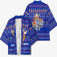 Cambodia Christmas Kimono with Santa in Traditional Outfit Elephant Dancers and Snowflake Pattern - Wonder Print Shop