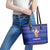 Cambodia Christmas Leather Tote Bag with Santa in Traditional Outfit Elephant Dancers and Snowflake Pattern - Wonder Print Shop